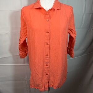 WinterSilks Coral Button-Front Collared Shirt